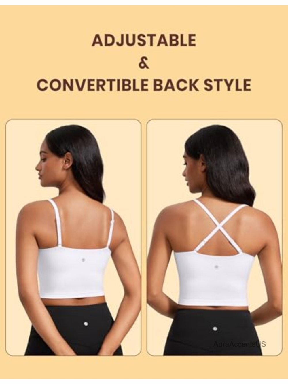 Butterluxe Cami Crop Tank Top with Built-in Bra, High Stretch, Yoga Lounge - Picture 4 of 4